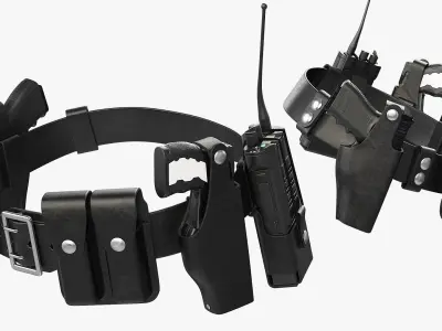 Tactical Utility Belt with Holster Black 3D model