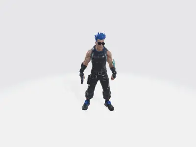 Blue Star Hunter - 3D Printable and Animated Model Low-poly 3D model