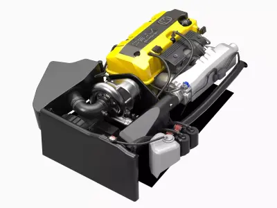 Honda F20C S2000 Supercharged Engine Low-poly 3D model