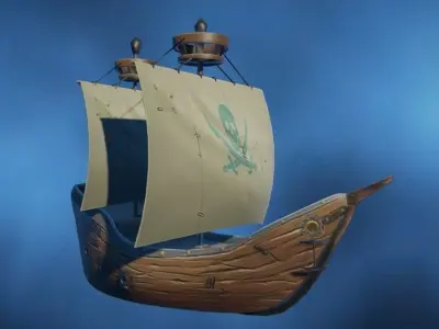 Pirate Ship Hand-Painted Low-poly 3D model