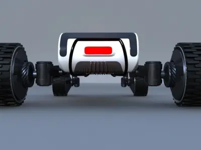 Rigged 4x4 Wheel Robot Drone Model 3D model
