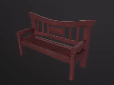 Asian wooden bench 3D Model Low-poly 3D model
