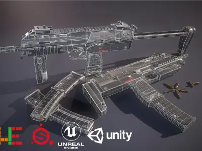 HIE Game Ready MP7 D180614 Low-poly 3D model