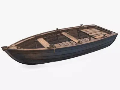 Old Wooden Boat low-poly PBR Low-poly 3D model