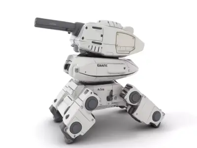 Futuristic Turret Model Pack with Rotating Cannons Low-poly 3D model