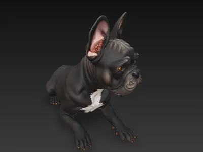 French Bulldog Dog Realistic 3D Model - Low Poly Realistic Low-poly 3D model