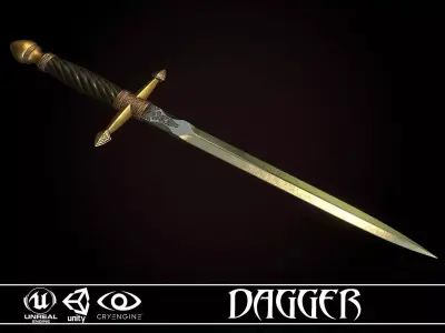 Medieval Dagger - game ready model Low-poly 3D model