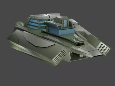 Destroyer futuristic military vehicle Free low-poly 3D model
