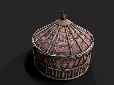 Traditional Yurt Nomads Tent with Interior 5 Low-poly 3D model
