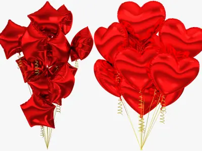 Helium Balloons Bouquets Collection V1 3D model