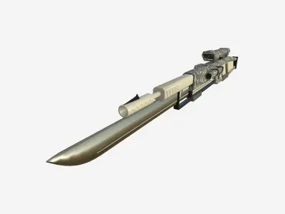 SciFi Sniper Gunblade A09 Digital Camouflage - Fiction Weaponry Low-poly 3D model