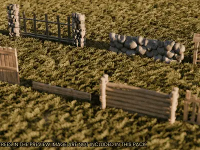 Medieval Fences Asset Pack Low-poly 3D model