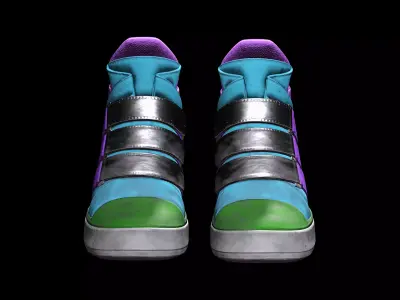 Multicolor High-Top Sneakers - Game-Ready Low-poly 3D model
