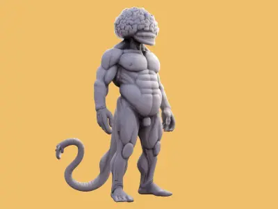 human mutant with a big brain 3D print model
