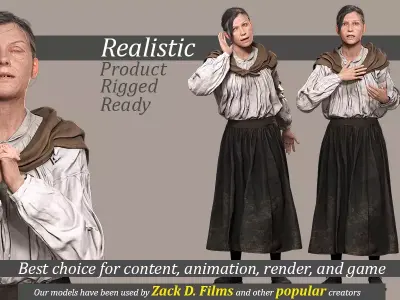 Elda Realistic Elderly Woman 3D Character Model Free low-poly 3D model