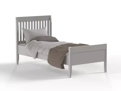 Modern Wooden Single Bed  Twin Bed Furniture - MorisonDesign  Free low-poly 3D model
