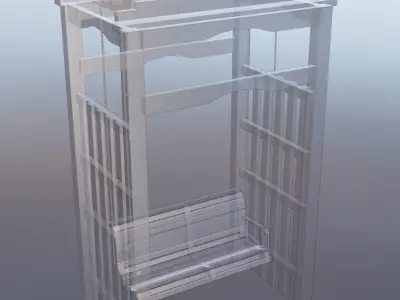 wooden swing bench 3D model