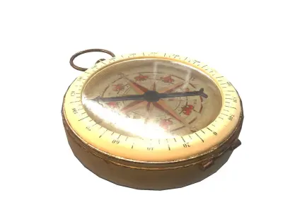 Vintage gold antique compass da1 Low-poly 3D model