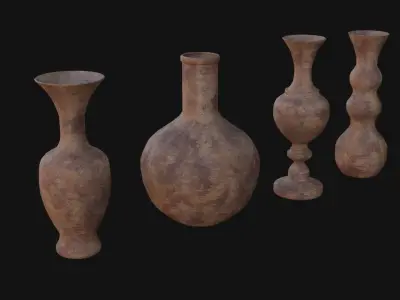 old Vases set 3 Low-poly 3D model