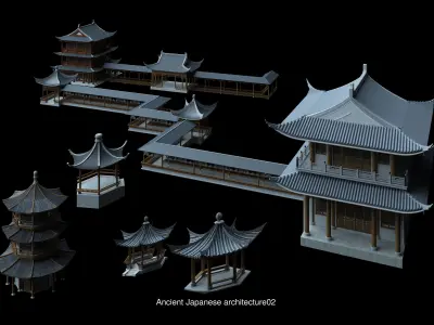 Collection of ancient buildings in Asia 
