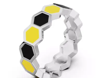  enamel honeycomb ring 3D print model
