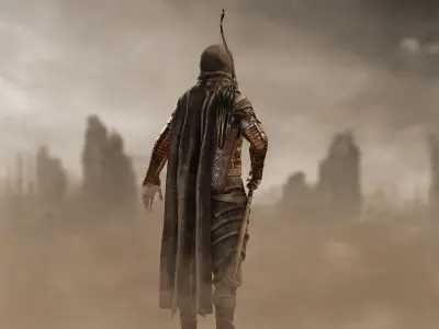 Post Apocalyptic Nomad Low-poly 3D model