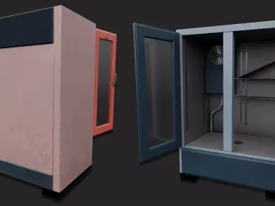 1950s Commercial Refrigerator Low-poly 3D model