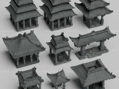 Wind Temple Low-poly 3D model