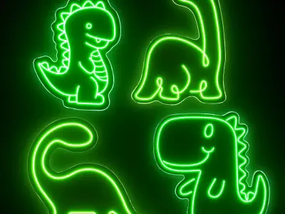 Dinosaurs Neon Signs 3D model