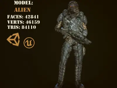 Alien soldier Low-poly 3D model