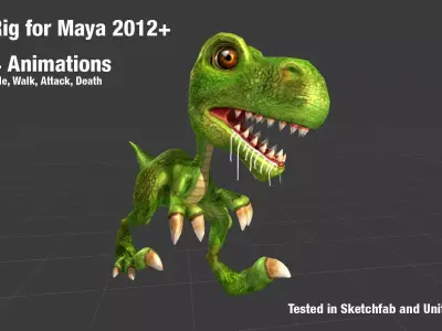 Low-Poly Cartoon Dinosaur Low-poly 3D model