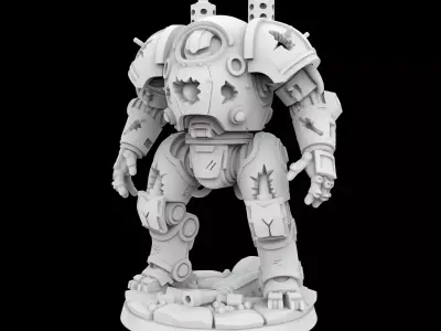 Battle Damaged Robot Mech 3D Printable Model  3D print model