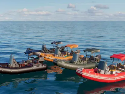 Inflatable boats collection 3D model