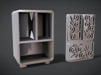 Classic Ornament cupboard Furniture Low-poly 3D model
