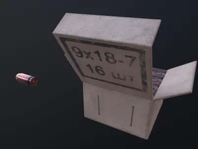 Ammo Box and cartridges Free low-poly 3D model