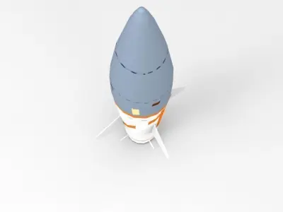 Missile orange and rocket 3D model