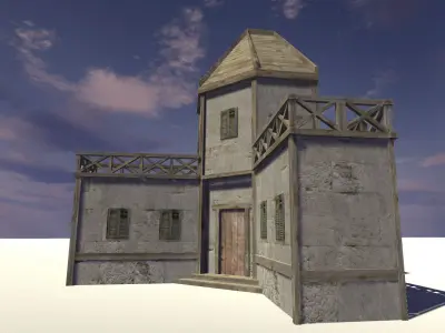 Medieval barracks Low-poly 3D model