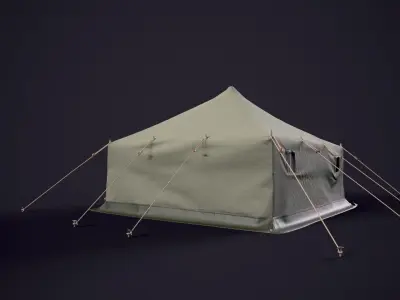 Military tent  Low-poly 3D model