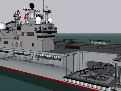 TCG Trakya Aircraft Carrier 3D Model STL SketchUp Files 3D model