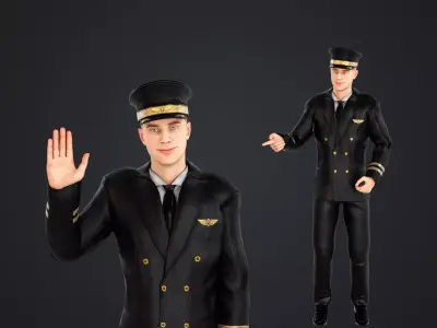 Aircraft pilot Low-poly 3D model