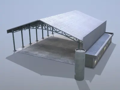 MilitaryBase PortoVelho Hangar 03 Low-poly 3D model