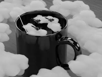 Tea Blackbird Jets and Clouds scene 3D model