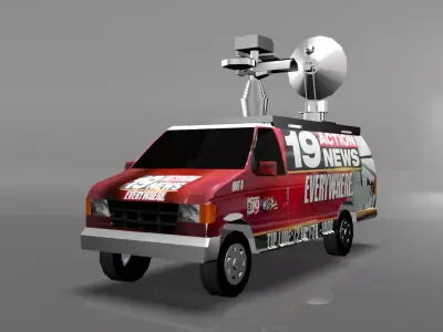 Broadcasting Van Low-poly 3D model