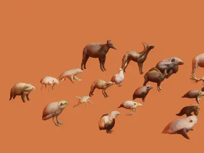 100 animated monster Low-poly 3D model