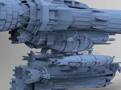 Grand Sci fi Airship Space design 4  3D model