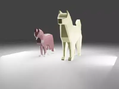 Cat and Dog Free low-poly 3D model