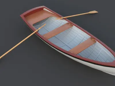 Wooden Boat Low-poly 3D model