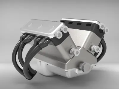 8 cylinder engine 3D model