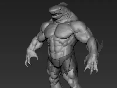 Sharkman humanoid creature 3D model