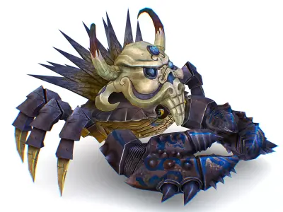 Blue Giant Crab Shell Crayfish Arthropods Sea Animal Low-poly 3D model